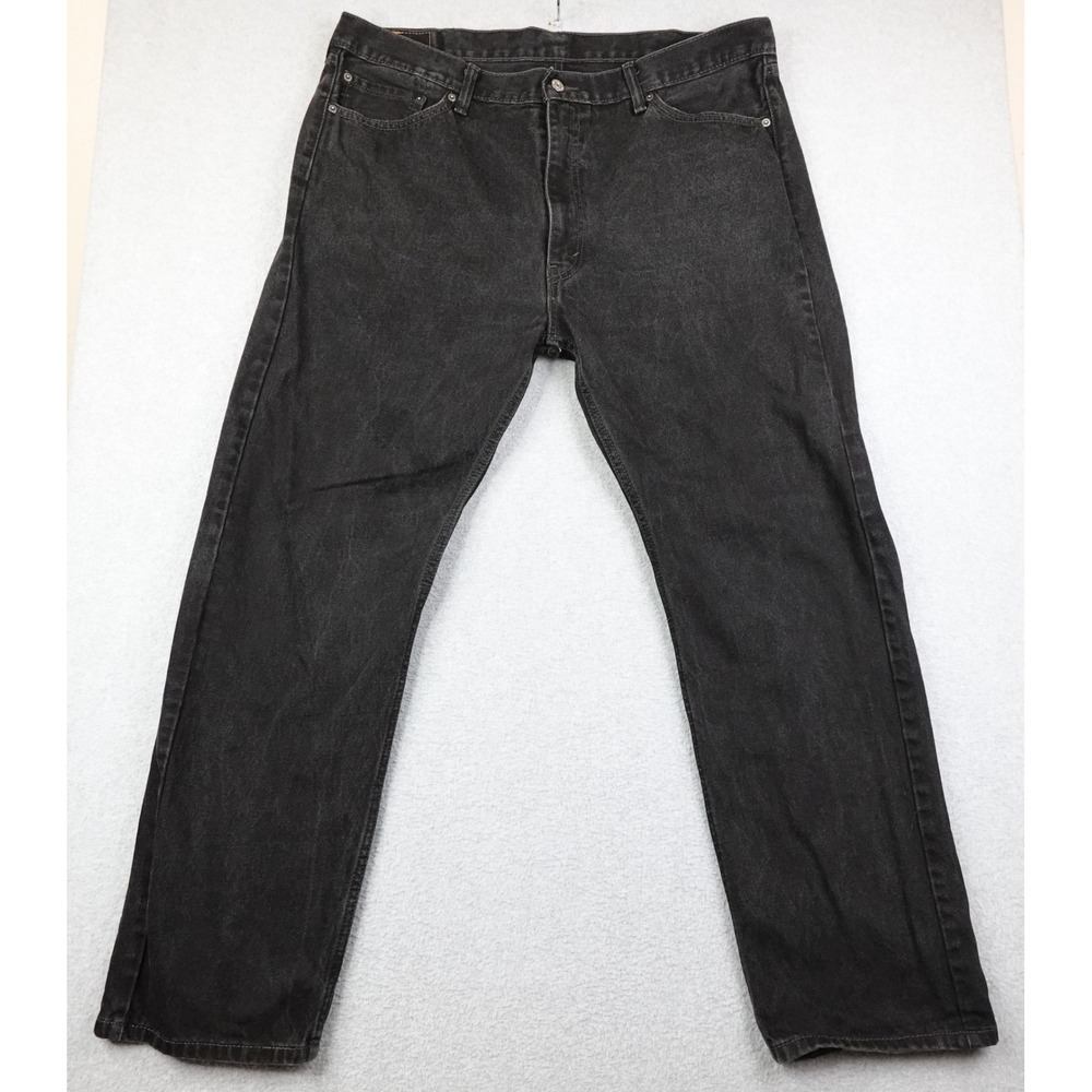 Levi Strauss 505 Jeans Mens 42x32 Black Straight Leg Denim Pants Classic Cowboy